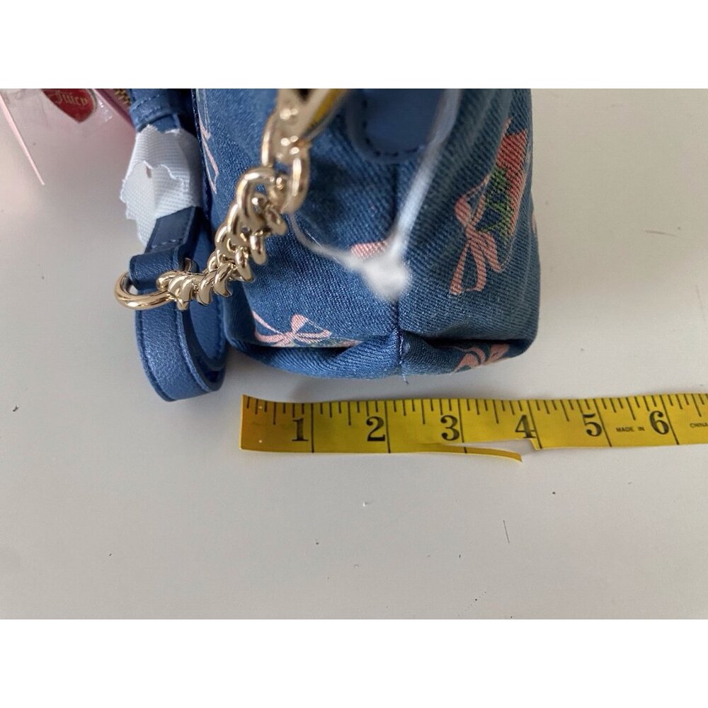 Juicy Couture Strawberry Festival Mini Tote Bag Denim Multi W/Coin Purse & Charm - Picture 14 of 14